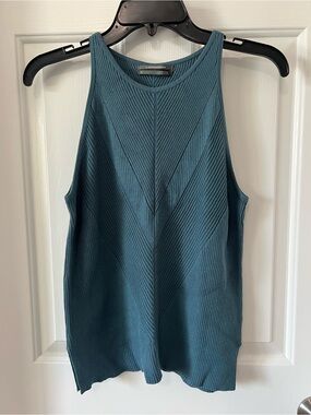 Anthropologie Teal Ribbed V-Panel Sleeveless Tank